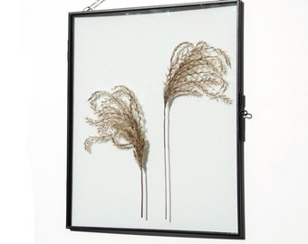 Herbe brune pressée Idée d’art mural minimaliste, Cadre noir Cadeau de pendaison de crémaillère botanique, Cadeau pour les amoureux des plantes, Thème de plantes d’intérieur Décoration d’art mural