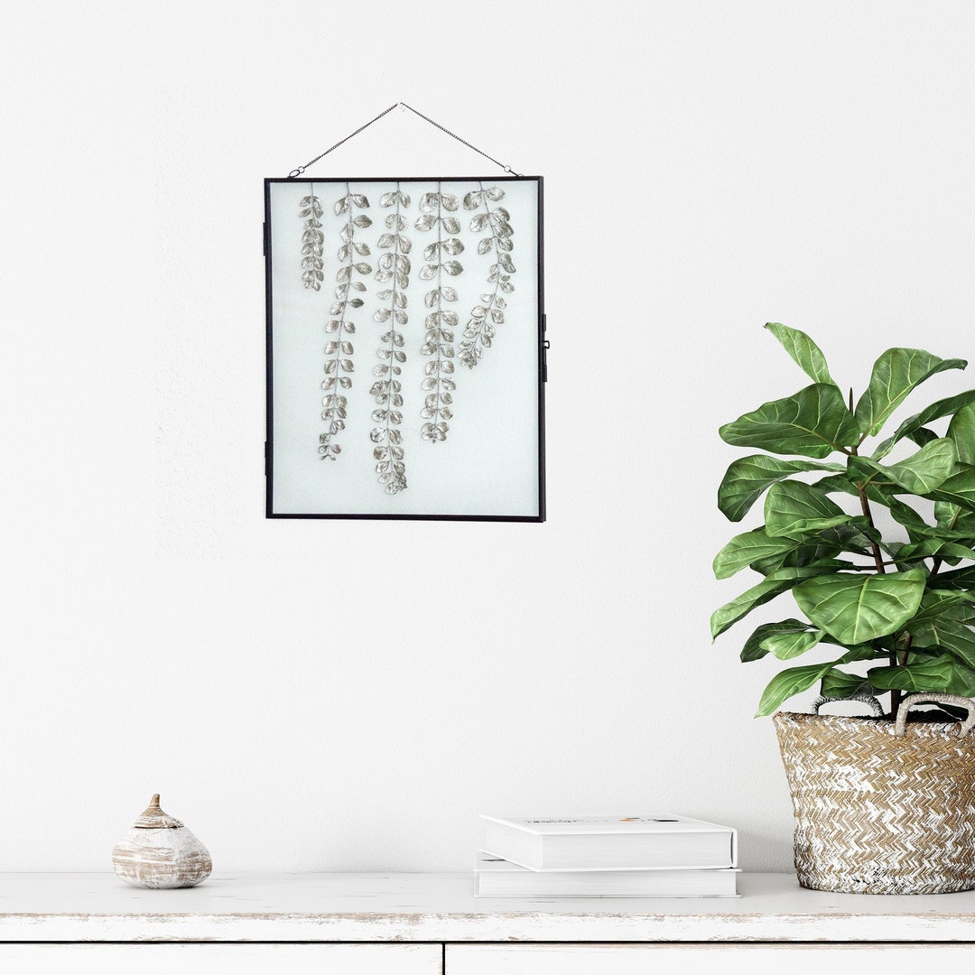 Pressed Silver Leaves Wall Art in Black Floating Frame Etsy