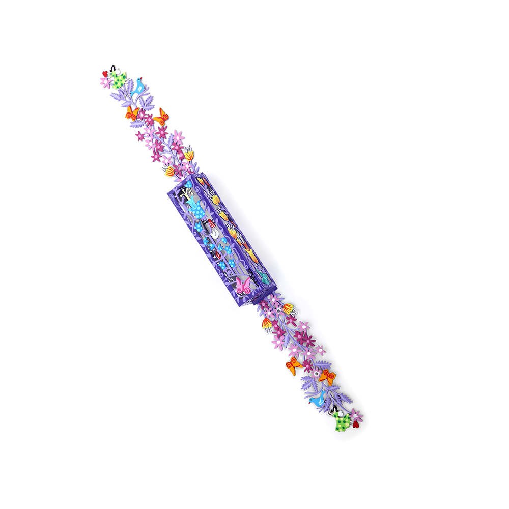 Spring Mezuzah CaseBrown Purple Colorful Mezuzah
