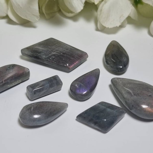 Purple labradorite cabochon set / lab heart / crystals for healing / healing stone/ gemstone/ jewellery making /wire wrapping 1 / teardrop