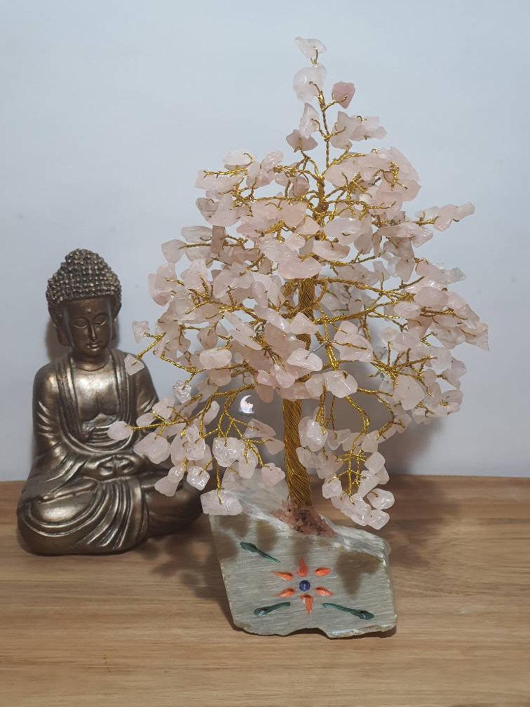 Large Rose Quartz Crystal Tree/ Gemstone Wire Tree / Stone Base / Love ...