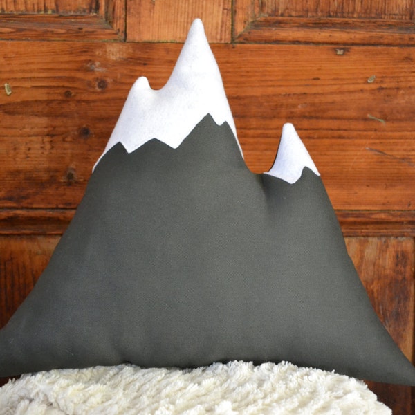 Mountain pillow two colors available - Rocky mountains cushion woodland decor nursery pillow rustic home decor gift hiker - by Cabin Studio