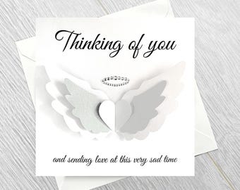 Sympathy bereavement card, angel wings, baby loss, thinking of you