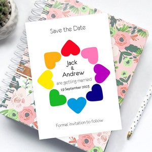 Tarjeta de boda LGBT save the date, descarga digital, imprime tus propias tarjetas, boda gay, boda del mismo sexo