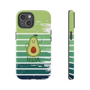 Samsung Galaxy or iPhone Tough Cases, Green Lines Vegan Avocado