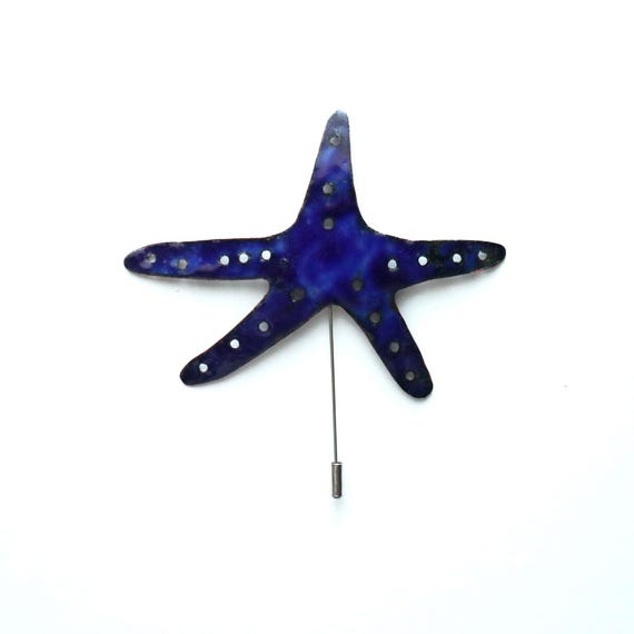 Unique Dark Blue Starfish Brooch