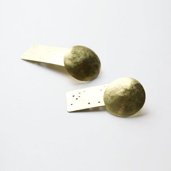 Brass Circle+Square Jacket Earrings