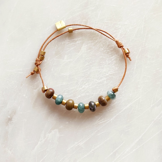 Grandidierite and Jasper Bracelet