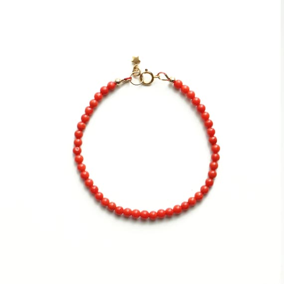 Elegant Adriatic Coral Bracelet - 14k Gold Filled