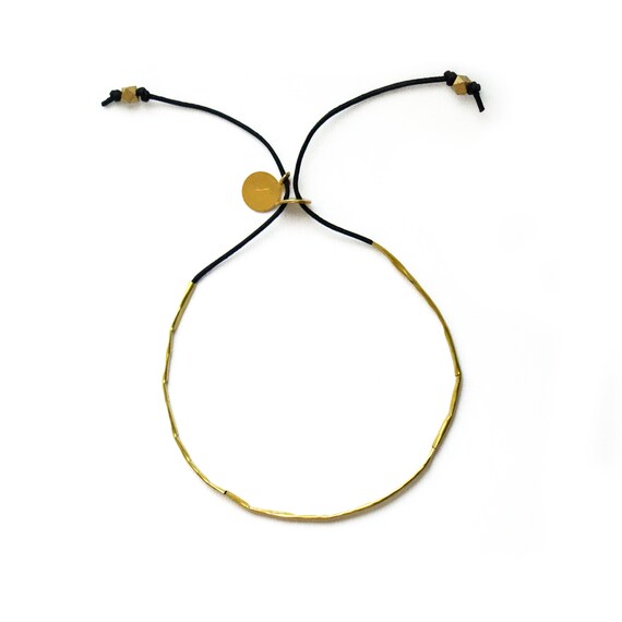 Thin Anklet / Leather and Brass