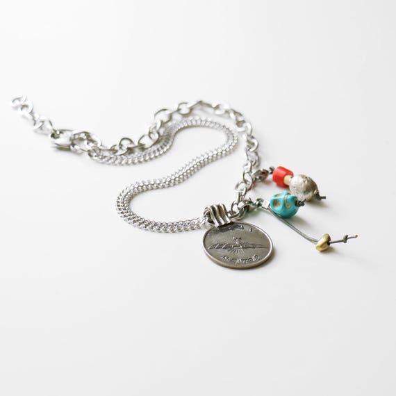 Asymmetrical Stainless Steel Charm Necklace