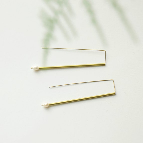 Longe Tube Earrings with Pearl detail
