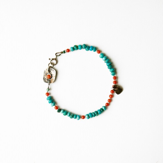 Turquoise and Adriatic Coral Bracelet - one of a kind