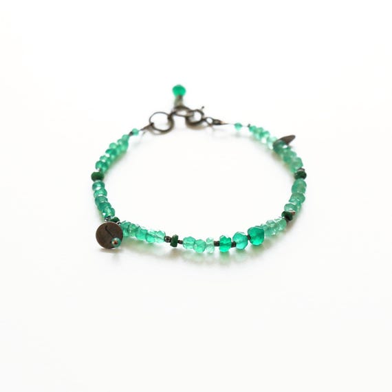 Green Onyx + Emerald Bracelet