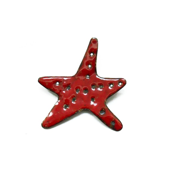 Red Starfish Brooch