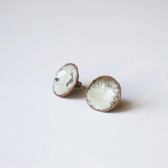Small Grey Button Earrings