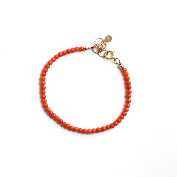 Elegant Adriatic Coral Bracelet - 14k Gold Filled