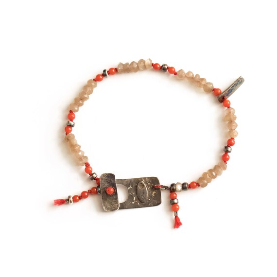 Coral & Moonstone Bracelet - one of a kind