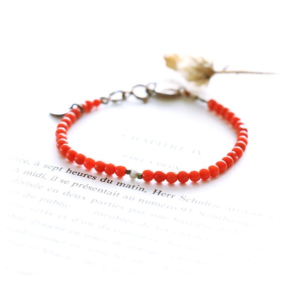 Adriatic Coral Bracelet with Heart Charm