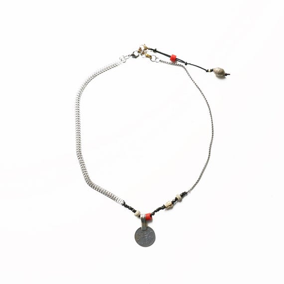 Asymmetrical Stainless Steel Necklace with Coin Pendant