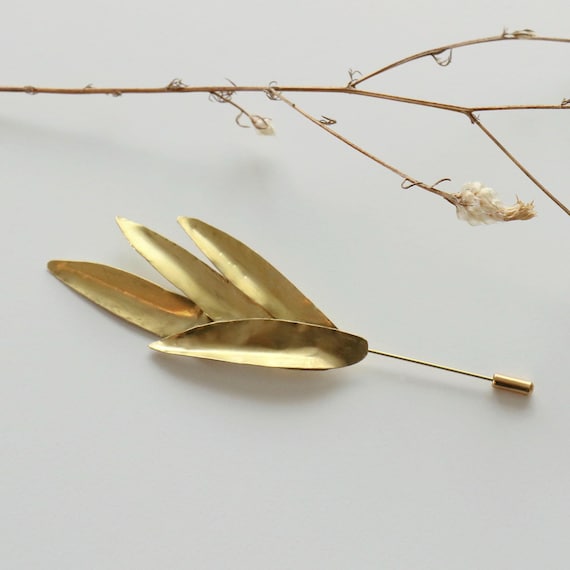 Brass Leaves Brooch