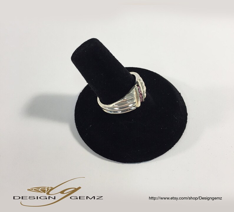 925 Sterling Silver Ring With 3 pink sapphires #033