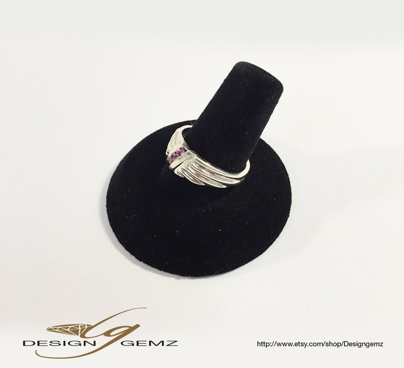925 Sterling Silver Ring With 3 pink sapphires #033
