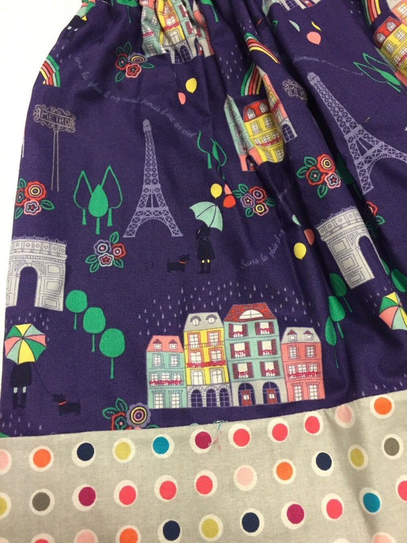 Modern Girls Twirly Skirt Rainbows and Rain in France