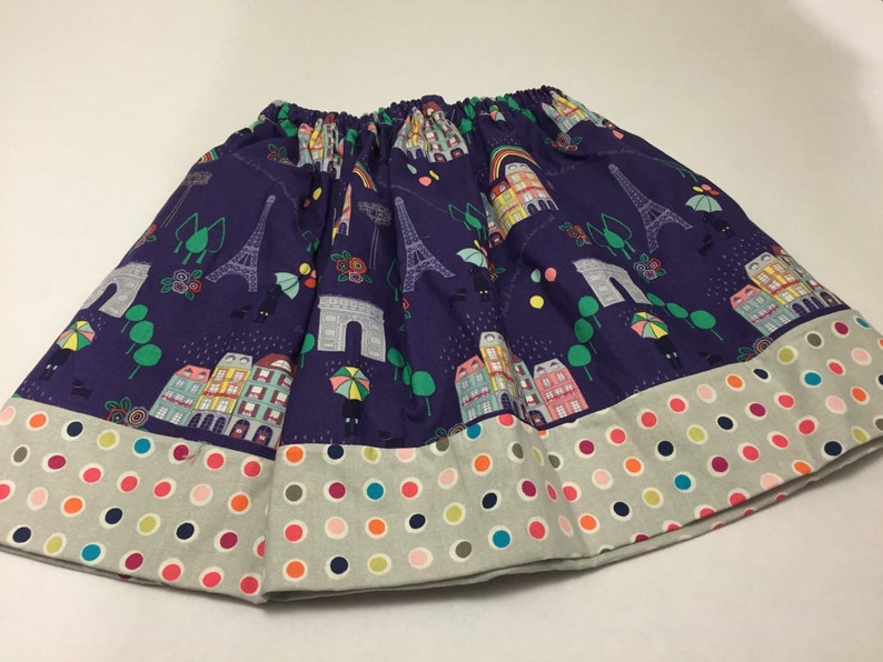 Modern Girls Twirly Skirt Rainbows and Rain in France