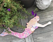 Wooden mermaid sign, wall decor