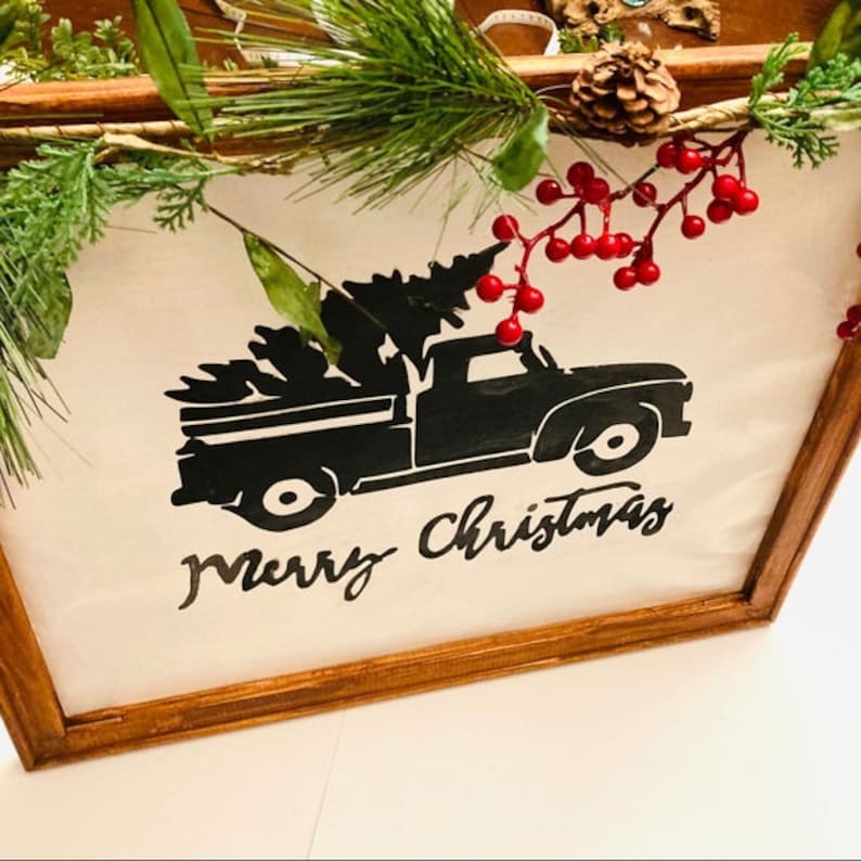 Merry Christmas wall decor w truck /& tree custom