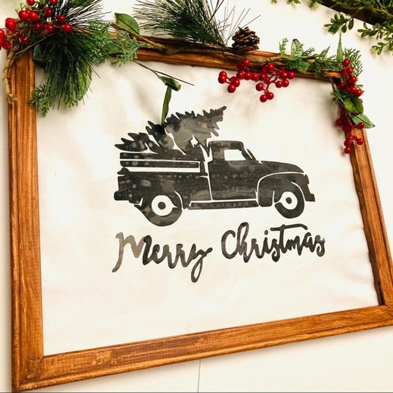 Merry Christmas wall decor w truck /& tree custom