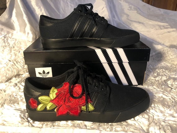 black shoes with roses