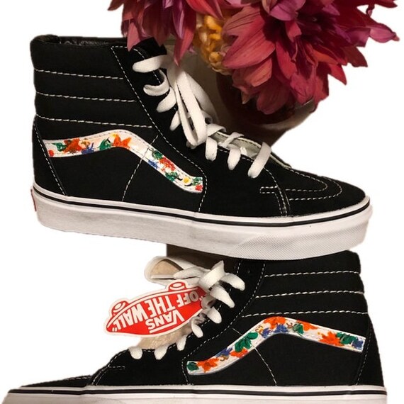 black floral high top vans