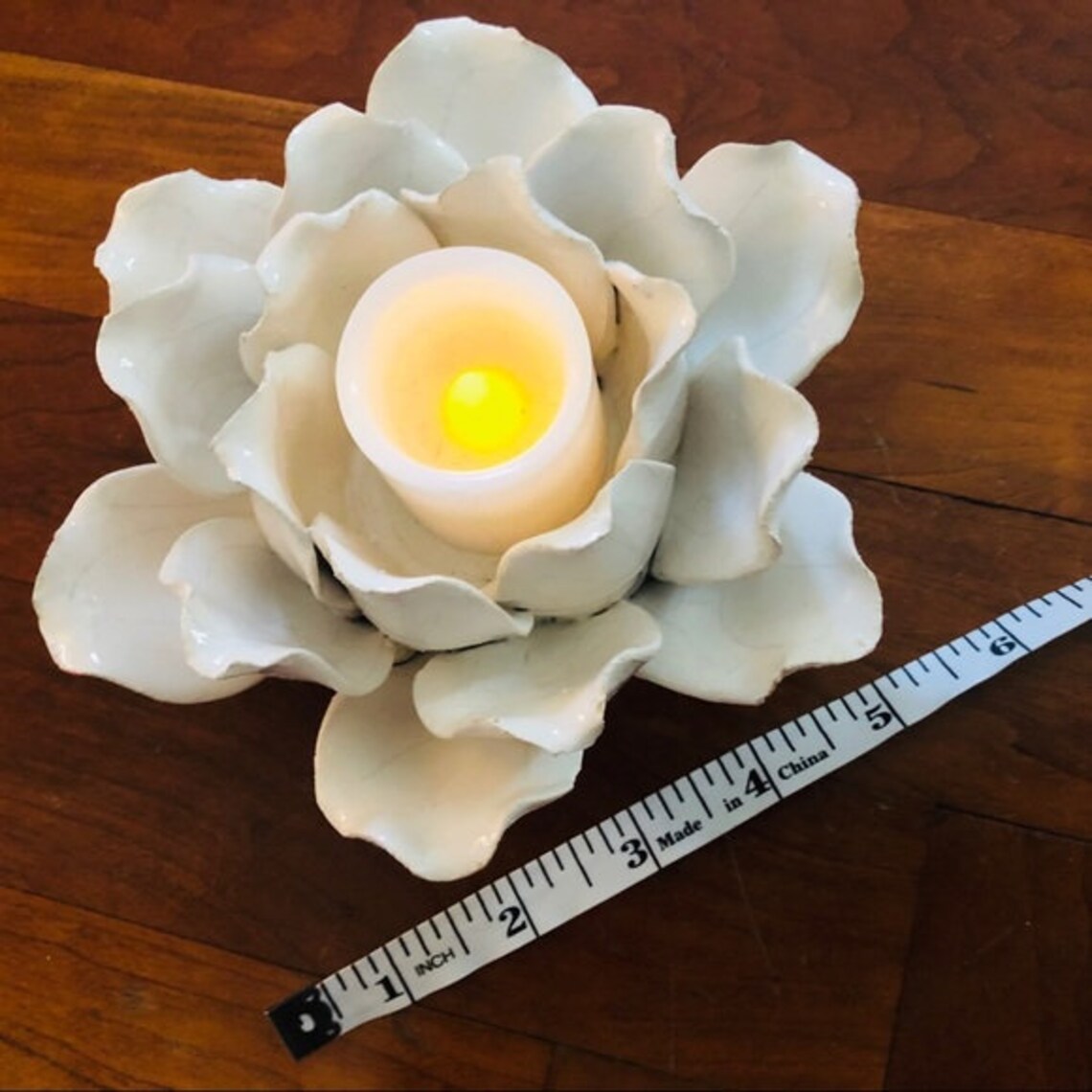 white ceramic flower candle holder Etsy