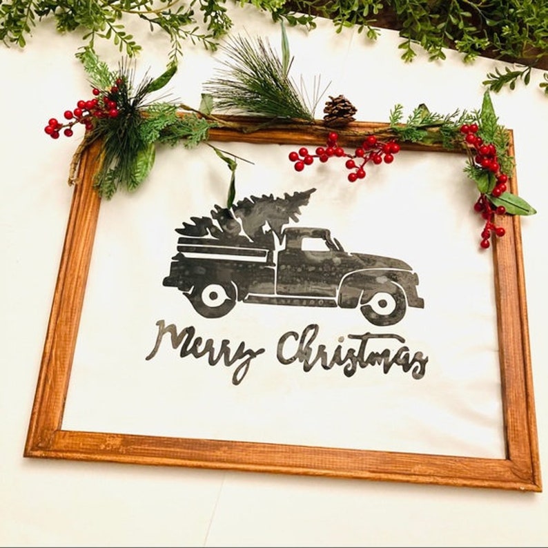 Merry Christmas wall decor w truck /& tree custom