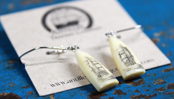 Tiny Scrimshaw Drop Earrings - image 3