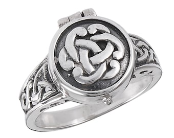 Celtic Poison Pillbox Sterling Silver Ring - Etsy