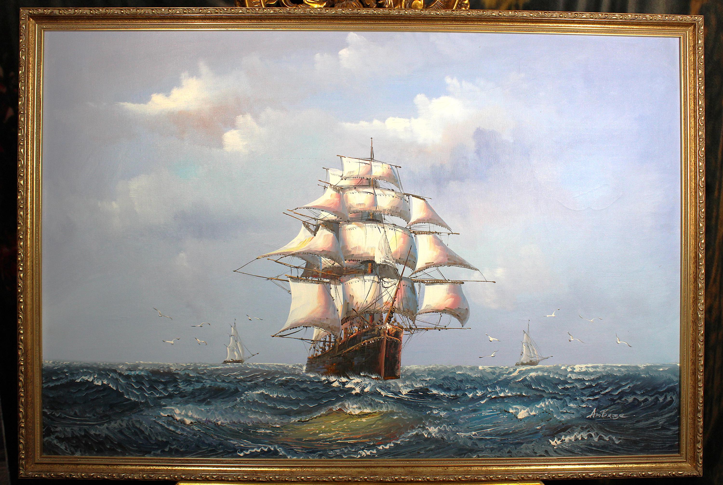 Tall Ship Painting - John Ambrose - RSMA - Etsy
