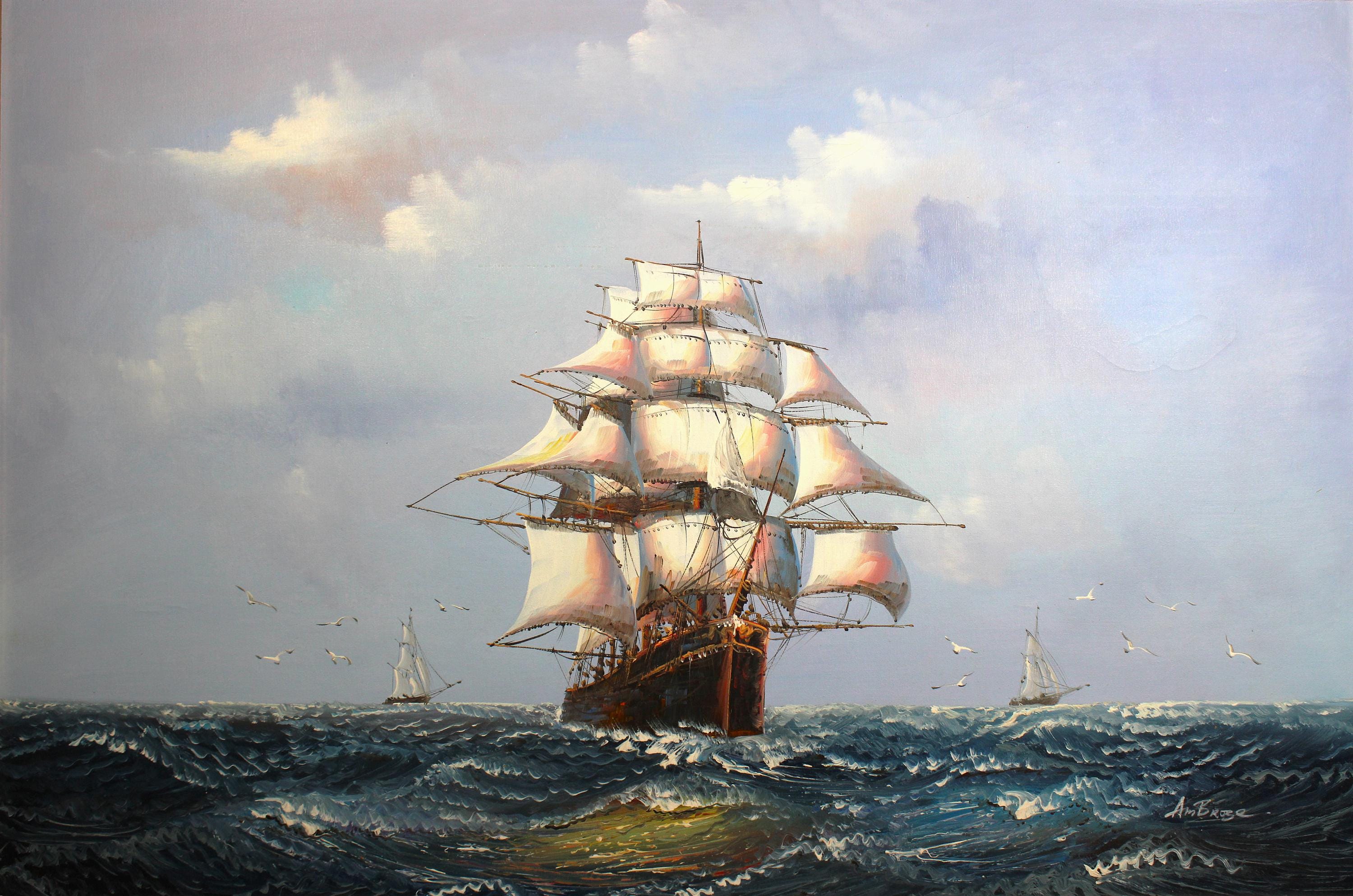 Tall Ship Painting - John Ambrose - RSMA - Etsy