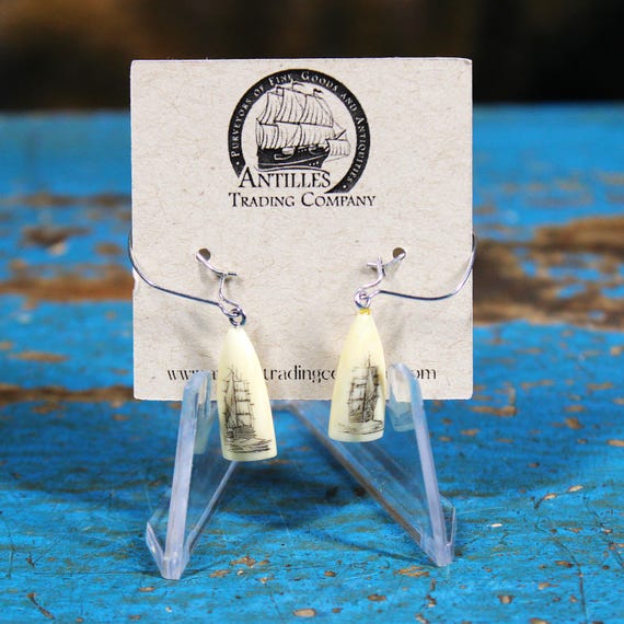 Tiny Scrimshaw Drop Earrings - image 2