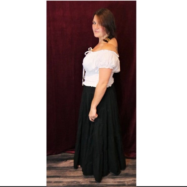 Off-Shoulder Peasant Blouse - 100% Cambric Cotton