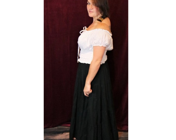 Off-Shoulder Peasant Blouse - 100% Cambric Cotton - In 5 Colors
