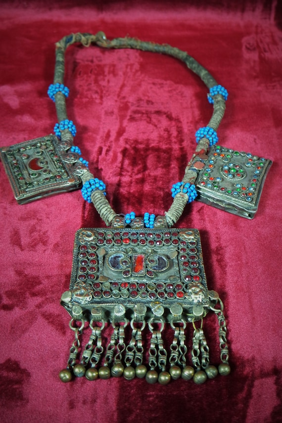 Ornate Vintage Afghan Bedouin Necklace with 3 Box 