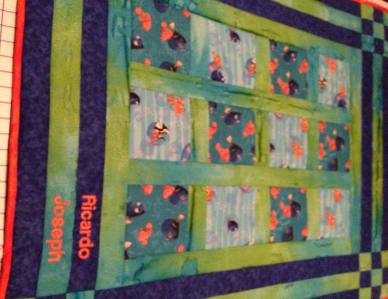 Custom-made from FInding Nemo Dory Craft Fabric Quilt Comforter Throw Baby Child Toddler