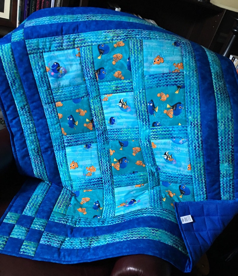 Custom-made from FInding Nemo Dory Craft Fabric Quilt Comforter Throw Baby Child Toddler