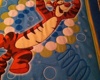 Custom Baby Toddler Child's Quilt Comforter Blanket Throw Made from Tigger (Pooh) Paddington, TMNT, Sesame Street, or Jungle Babies
