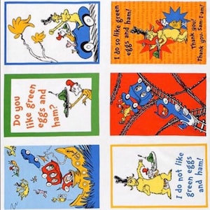 Dr Seuss Green Eggs & Ham Book Quilt Craft Fabric Panel Bundle by Robert Kaufman