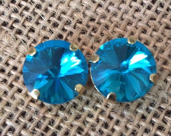 14 mm crystal rivloli earrings