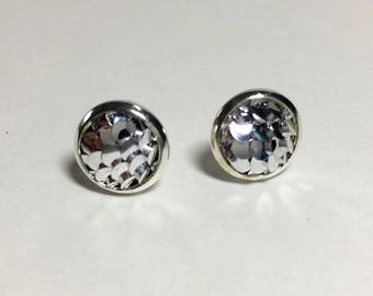 8 mm fish/mermaid scale earrings with silver settings